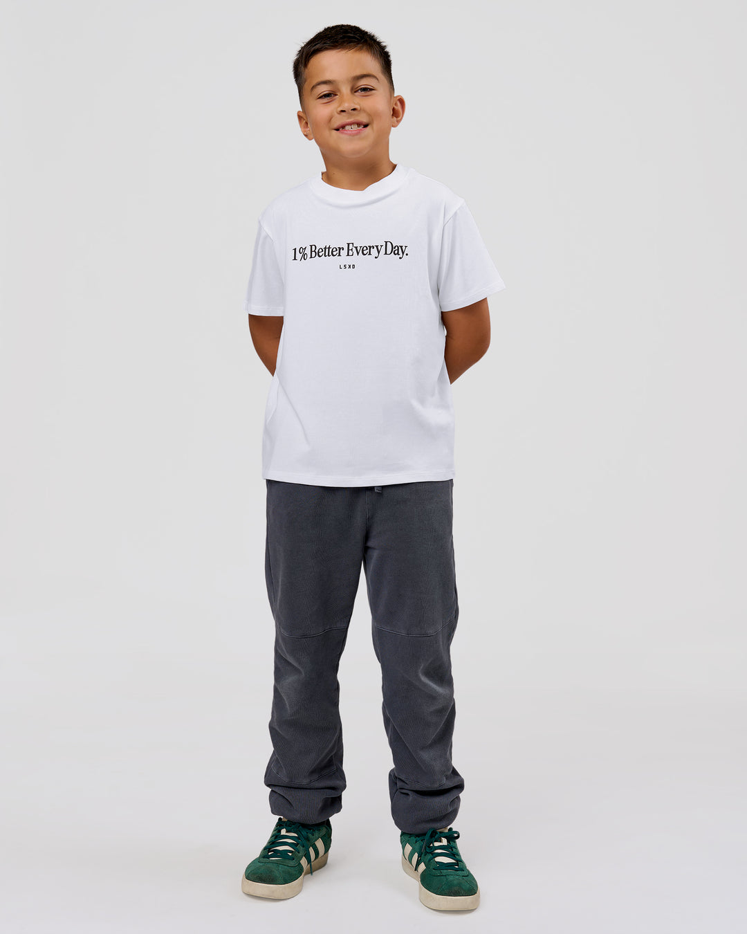 Studio image of VS6 1% Better Kids FLXCotton Tee - White-Black - view 5