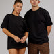 Duo wearing Unisex Stamped 2.0 Heavyweight Tee Oversize - Black