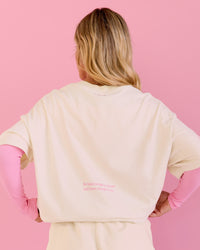 Woman wearing Bree Heavyweight Oversized Tee - Vanilla Bean | Model:Bree | Size:M | Thumbnail Index: 8