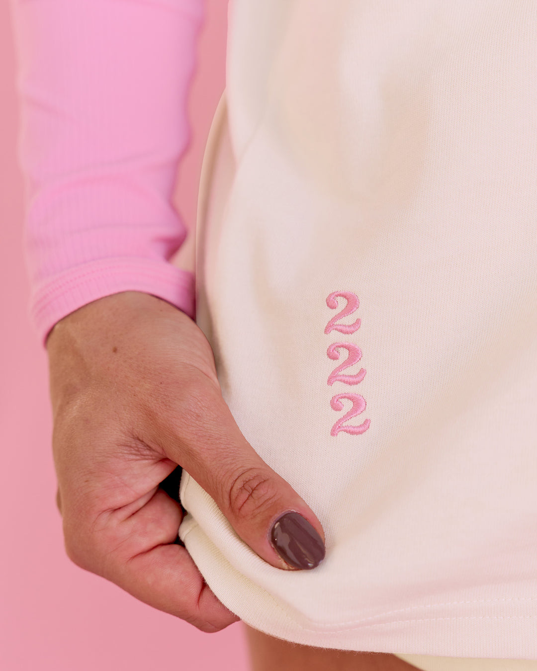 Woman wearing Bree Heavyweight Oversized Tee - Vanilla Bean | Model:Bree | Size:M - view 12