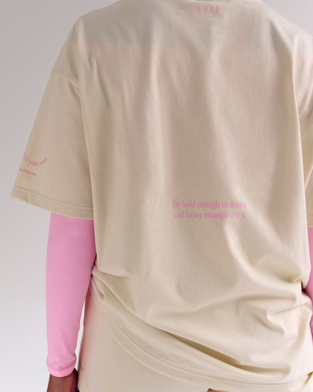 Woman wearing Bree Heavyweight Oversized Tee - Vanilla Bean | Model:Bree | Size:M - view 8