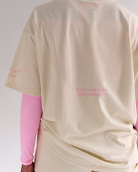 Woman wearing Bree Heavyweight Oversized Tee - Vanilla Bean | Model:Bree | Size:M | Thumbnail Index: 7