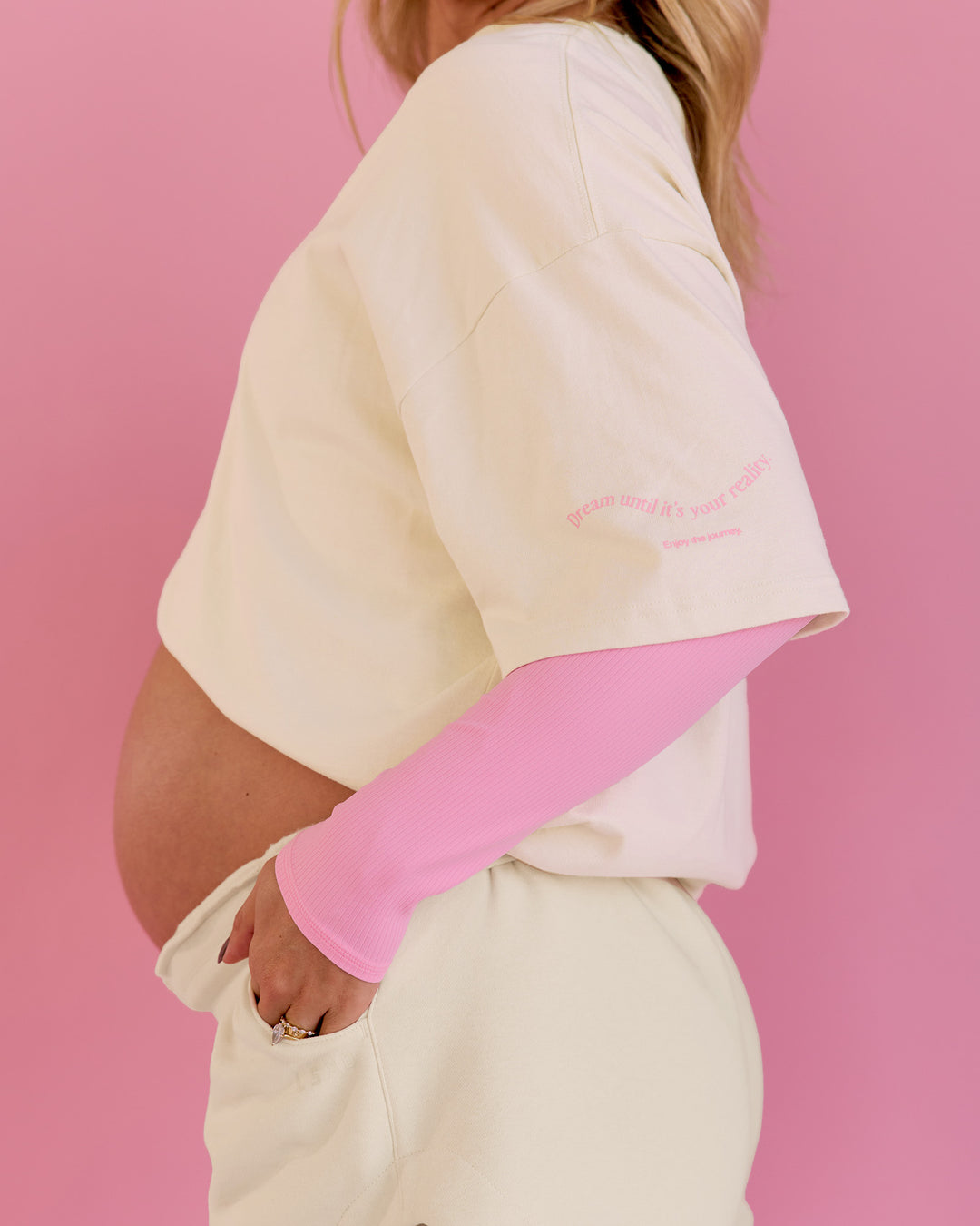 Woman wearing Bree Heavyweight Oversized Tee - Vanilla Bean | Model:Bree | Size:M - view 23