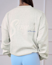 Woman wearing Strong is Beautiful Oversized Sweater - Silver Marl | Model:Charlotte | Size:M | Thumbnail Index: 16