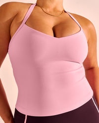 Woman wearing Unleash Shelf Bra Tank - Pink Rose | Model:Simmy | Size:M | Thumbnail Index: 7