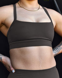 Woman wearing Momentum Sports Bra - Onyx | Model:Terai | Size:M | Thumbnail Index: 5