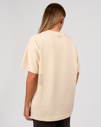 Woman wearing Block Heavyweight Oversized Tee  - Vanilla Bean | Model:Amity | Size:S | Thumbnail Index: 7