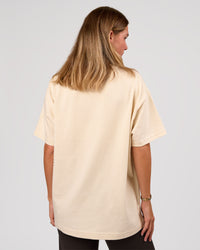 Woman wearing Block Heavyweight Oversized Tee  - Vanilla Bean | Model:Amity | Size:S | Thumbnail Index: 9