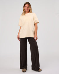 Woman wearing Block Heavyweight Oversized Tee  - Vanilla Bean | Model:Amity | Size:S | Thumbnail Index: 13