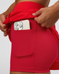Woman wearing Challenger 3" Lined Performance Short - Scarlet | Model:Amity | Size:S