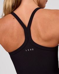 Woman wearing Flame Ribbed Regular Length Tank - Black | Model: Amity | Size: S | Thumbnail Index: 3