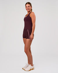 Woman wearing Flow Rep Scoop Neck Tank - Cherry Lacquer | Model:Amity | Size:S | Thumbnail Index: 8