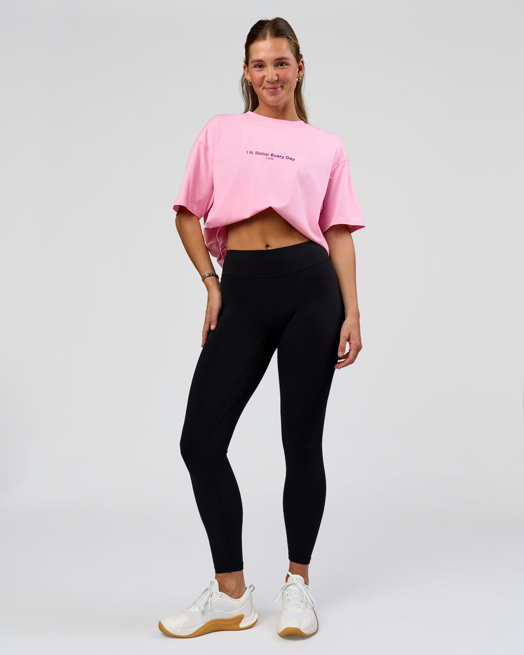 Woman wearing RXD Mid-Rise Full Length Legging - Black | Model:Amity | Size:S - view 1