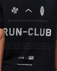 Woman wearing Deadly Runners Run Club FLXCotton Oversize Tee - Black | Model:Bella | Size:S | Thumbnail Index: 6
