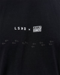 Woman wearing Deadly Runners Run Club FLXCotton Oversize Tee - Black | Model:Bella | Size:S | Thumbnail Index: 9
