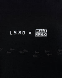 Woman wearing Deadly Runners Run Club FLXCotton Oversize Tee - Black | Model:Bella | Size:S | Thumbnail Index: 20