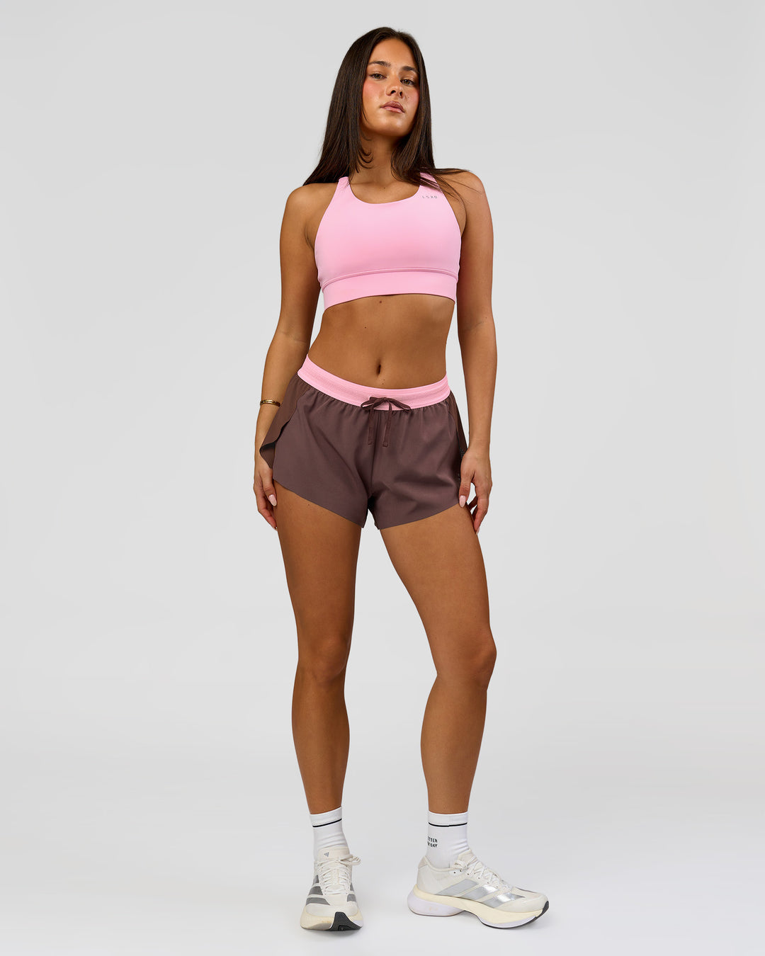 Woman wearing Accelerate 3" Mid-Rise Running Short - Neapolitan | Model:Bianca | Size:S - view 7