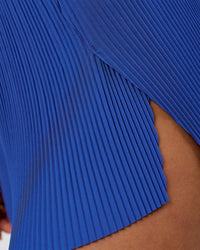 Woman wearing Accelerate 3" Pleated High-Rise Running Short - Power Cobalt | Model:Bianca | Size:S | Thumbnail Index: 7