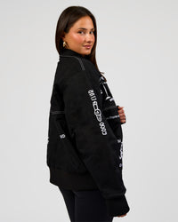 Woman wearing Andrew J. Steel x LSKD Bomber Jacket - Black | Model:Bianca | Size:S | Thumbnail Index: 9