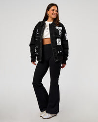 Woman wearing Andrew J. Steel x LSKD Bomber Jacket - Black | Model:Bianca | Size:S | Thumbnail Index: 12