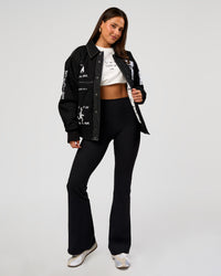 Woman wearing Andrew J. Steel x LSKD Bomber Jacket - Black | Model:Bianca | Size:S | Thumbnail Index: 14