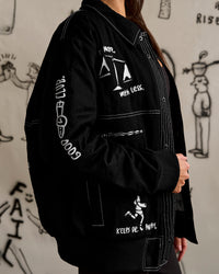 Woman wearing Andrew J. Steel x LSKD Bomber Jacket - Black | Model:Bianca | Size:S | Thumbnail Index: 21