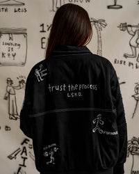 Woman wearing Andrew J. Steel x LSKD Bomber Jacket - Black | Model:Bianca | Size:S | Thumbnail Index: 23