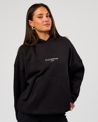 Woman wearing Andrew J. Steel x LSKD Boxy Hoodie - Black | Model:Bianca | Size:S | Thumbnail Index: 2