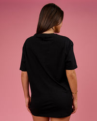Woman wearing BCAM FLXCotton Graphic Oversized Tee - Black | Model:Bianca | Size:S | Thumbnail Index: 5