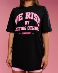 Woman wearing BCAM FLXCotton Graphic Oversized Tee - Black | Model:Bianca | Size:S | Thumbnail Index: 14