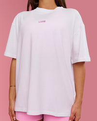 Woman wearing BCAM Go-To FLXCotton Oversized Tee - White-Marshmallow | Model:Bianca | Size:S | Thumbnail Index: 1