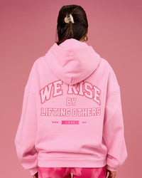Woman wearing BCAM Heavyweight Boxy Hoodie - Pink Rose | Model:Bianca | Size:S | Thumbnail Index: 2