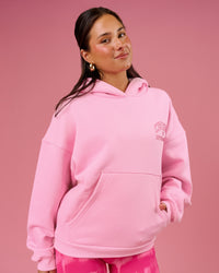 Woman wearing BCAM Heavyweight Boxy Hoodie - Pink Rose | Model:Bianca | Size:S | Thumbnail Index: 12
