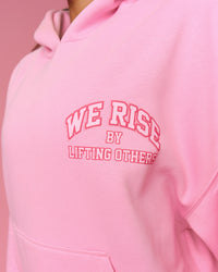 Woman wearing BCAM Heavyweight Boxy Hoodie - Pink Rose | Model:Bianca | Size:S | Thumbnail Index: 20