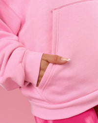 Woman wearing BCAM Heavyweight Boxy Hoodie - Pink Rose | Model:Bianca | Size:S | Thumbnail Index: 23