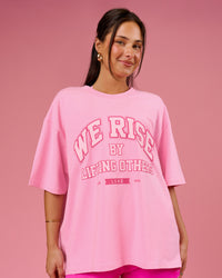 Woman wearing BCAM Heavyweight FLXCotton Graphic Boxed Tee - Pink Rose | Model:Bianca | Size:S | Thumbnail Index: 2