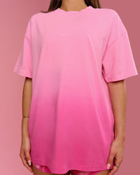 Woman wearing BCAM Ombre Heavyweight FLXCotton Oversized Tee  - Pink Rose-Ultra Pink | Model:Bianca | Size:S | Thumbnail Index: 8