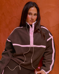 Woman wearing Expedition Pop Over - Hot Chocolate-Pink Rose | Model:Bianca | Size:S | Thumbnail Index: 0