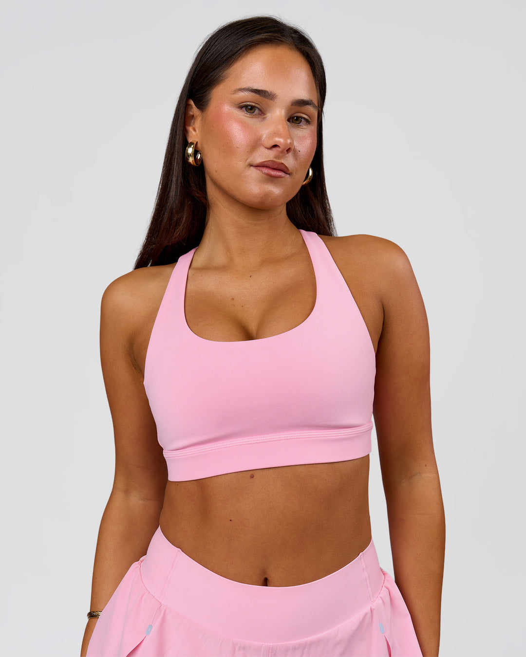 Woman wearing Flow Sports Bra - Pink Rose | Model:Bianca | Size:S - view 1