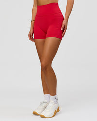Woman wearing Fusion Ultra High-Rise 4" Short Pockets - Scarlet | Model:Bianca | Size:S | Thumbnail Index: 7