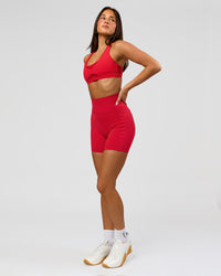 Woman wearing Fusion Ultra High-Rise 6" Short Pockets - Scarlet | Model:Bianca | Size:S | Thumbnail Index: 2