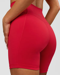Woman wearing Fusion Ultra High-Rise 6" Short Pockets - Scarlet | Model:Bianca | Size:S | Thumbnail Index: 7