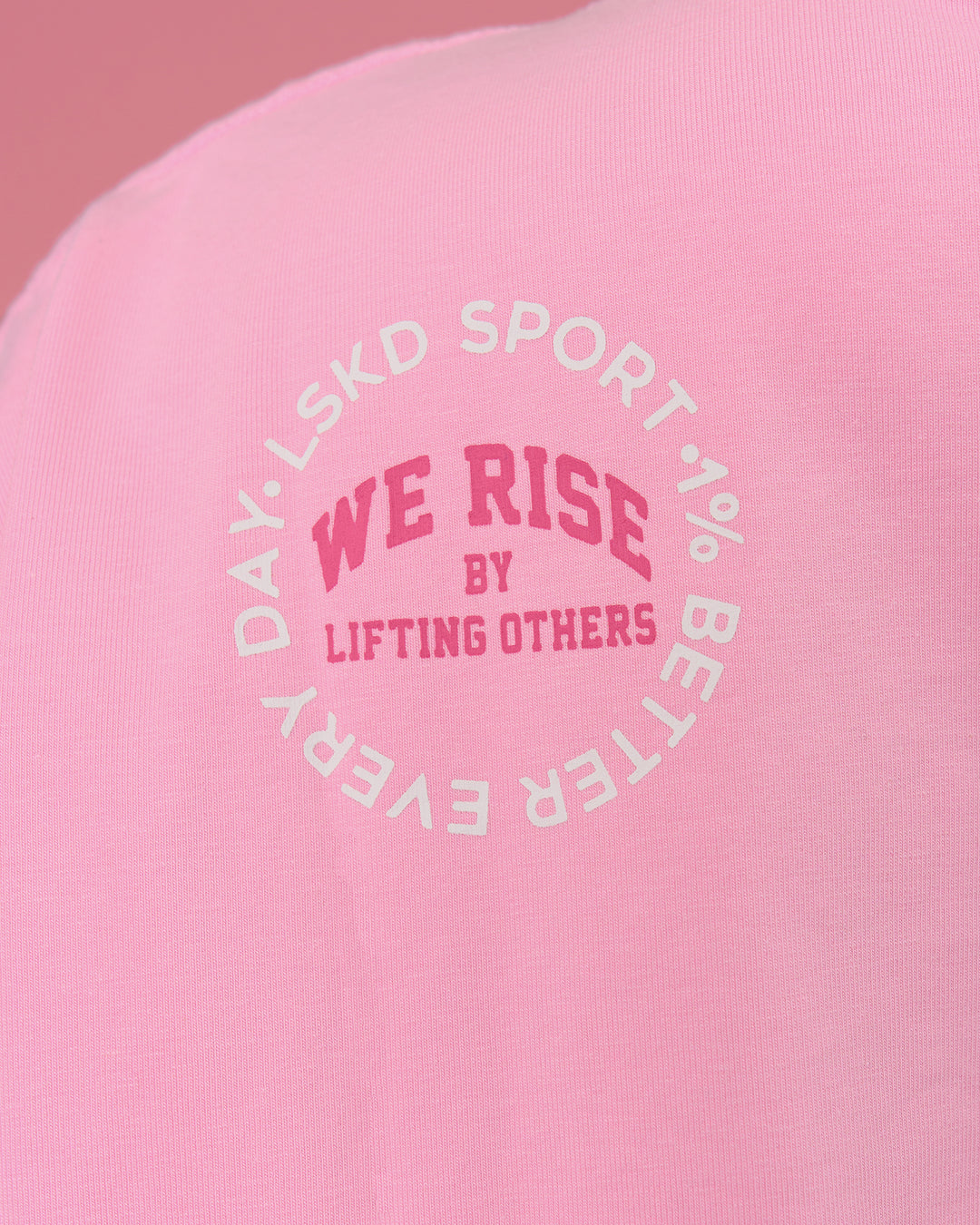 Woman wearing Go-To Heavyweight FLXCotton Graphic Skimmer Tee - Pink Rose-We Rise | Model:Bianca | Size:S - view 7