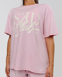Woman wearing LSKD Fitness Club Heavyweight Oversized Tee - Marshmallow-Off White | Model:Bianca | Size:S | Thumbnail Index: 1