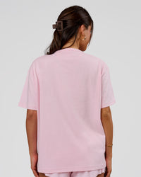 Woman wearing LSKD Fitness Club Heavyweight Oversized Tee - Marshmallow-Off White | Model:Bianca | Size:S | Thumbnail Index: 2