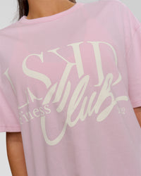 Woman wearing LSKD Fitness Club Heavyweight Oversized Tee - Marshmallow-Off White | Model:Bianca | Size:S | Thumbnail Index: 4