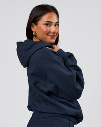 Woman wearing MVP Elite French Terry Hoodie - Future Navy | Model:Bianca | Size:S | Thumbnail Index: 2