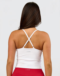 Woman wearing Podium Mesh Shelf Bra Tank - White | Model:Bianca | Size:S | Thumbnail Index: 4