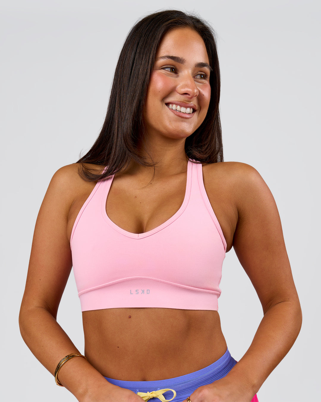 Woman wearing Stamina Amplify Sports Bra - Pink Rose | Model:Bianca | Size:S - view 5