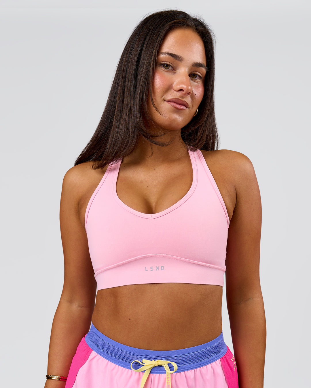 Woman wearing Stamina Amplify Sports Bra - Pink Rose | Model:Bianca | Size:S - view 7